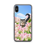 Tabby Tiptoe Through the Tulips iPhone Case